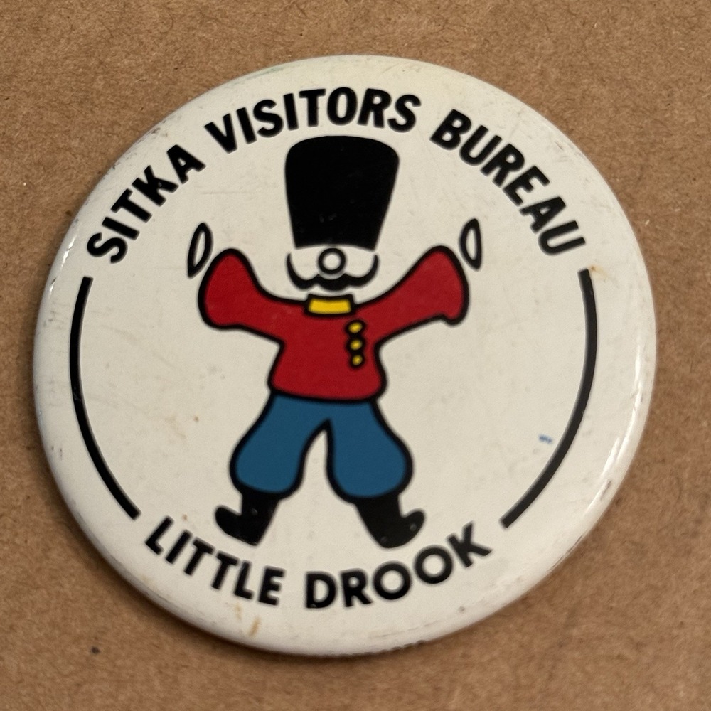 Sitka Visitors Bureau Alaska Little Drook VTG Pinback Button Pin Round Circle